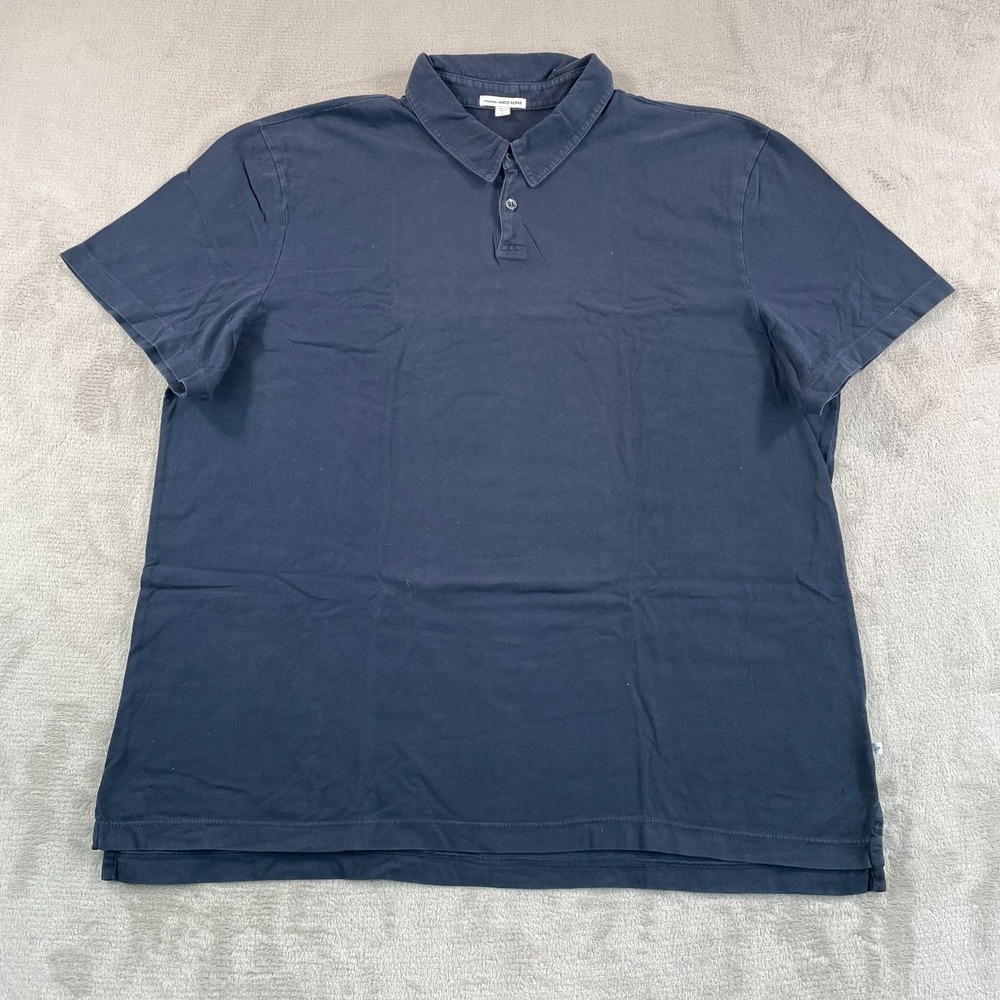 James Perse Sueded Jersey Polo Shirt Men 2XL 5‎ Deep Brushed Cotton Short Sleeve